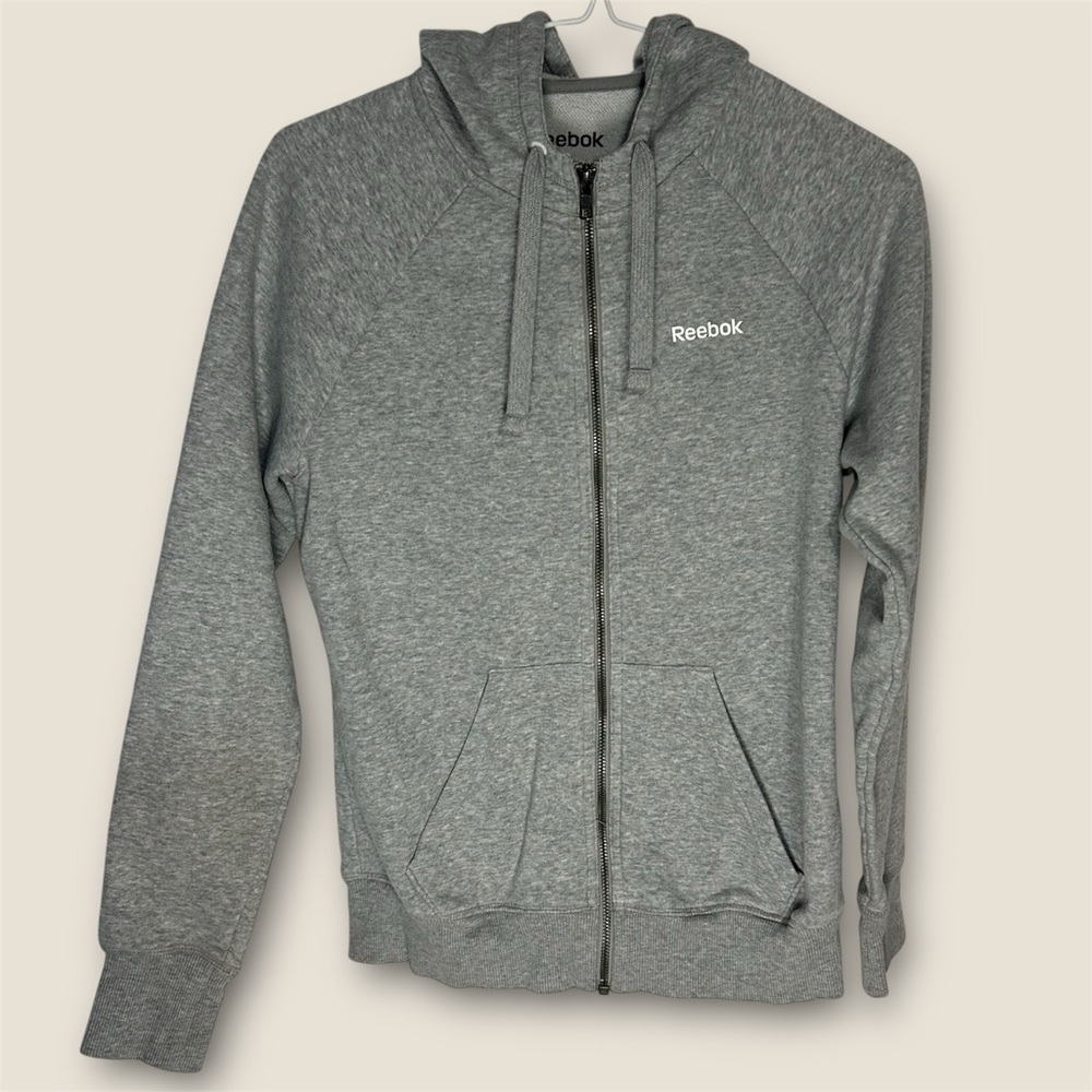 Reebok Heather Gray Zip-Up Hoodie w/ Front Pockets - S/P